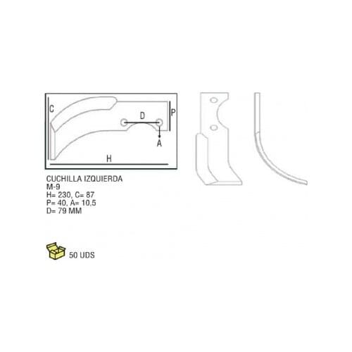 Left blade PIVA M-9 H 230 C 87 P40 to 10,5 D 79
