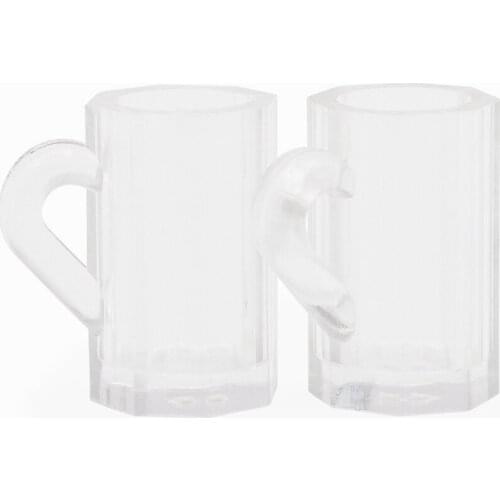 Odoria 1:12 Miniature 2Pcs Beer Mugs Beverage Soda Water Drink Wine Cups Kitchen Set Dollhouse Accessories Doll House Decoration