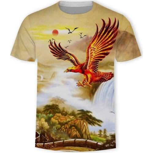 Men and women couples summer round neck short-sleeved blouse T-shirt, landscape casual clothing, polyester fabric 2021 new