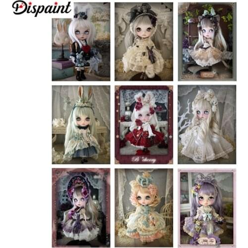 Dispaint Full Square/Round Drill 5D DIY Diamond Painting "Cartoon girl scenery" 3D Embroidery Cross Stitch 5D Home Decor Gift