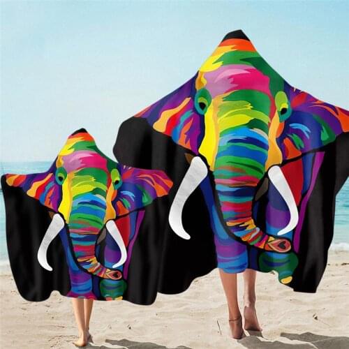 New Printd animal Parent-child Hooded Beach Towel Quick Drying Multifuntion Microfiber bath towel soft Beach Wrap Blanket