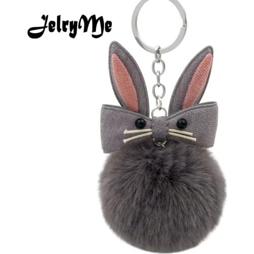 Original Fluffy Bunny Keychain Pompom Fake Rabbit Fur Ball Cute Doll Key Chains For Women Girl Bag Car Keyring Pompon Jewelry