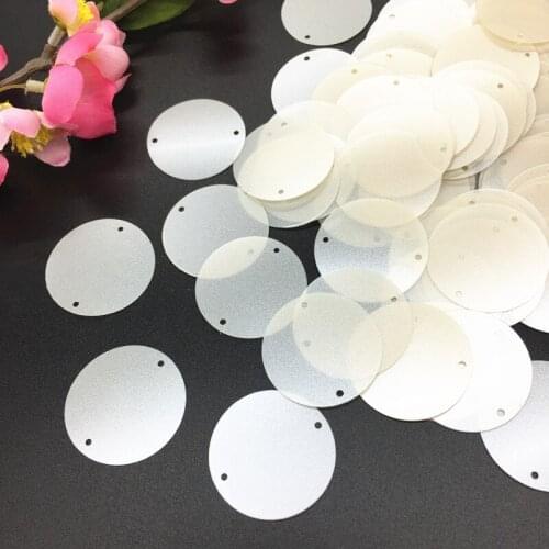 50g Large Round Sequins 30mm PVC Flat Paillette For Crafts With 2 Side Holes Matte Beige