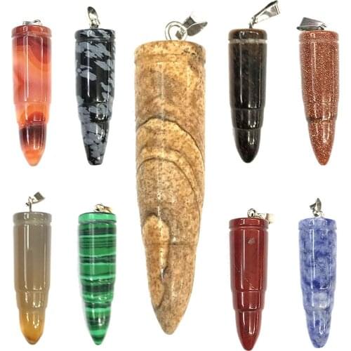 2Pcs/Pack Necklace Pendants Natural Semi-precious Stone Crystal The Bullet Shape Pendants Fashion Jewelry Gift For Your Friend