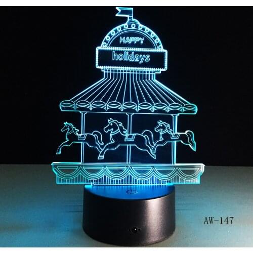 Romantic Merry-go-round 3D LED 7 Color Change Table Lamp Night Light Bedroon Decor Novelty Lustre Holiday Girlfriend Gift AW-147