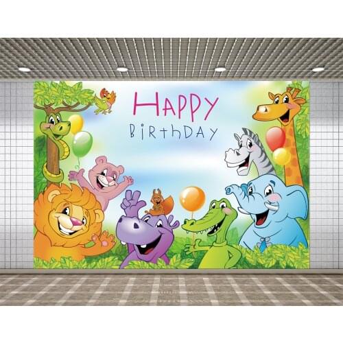 Jungle Safari Birthday Party Photo Backdrop Animal Forest Photography Background