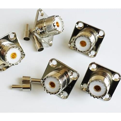 Connector Socket PL259 SO239 UHF Female 4 Hole Flange Chassis Panel Mount Crimp for RG316 RG174 RG179 LMR100 Cable RF Adapters
