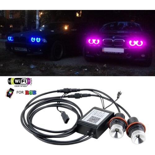 WIFI RGB LED Angel Eyes 12V 24W Canbus LED Marker Halo Ring Bulbs For BMW E60 E61 E63 E64 87 X3 E39 E53 E65 E66 Error Free