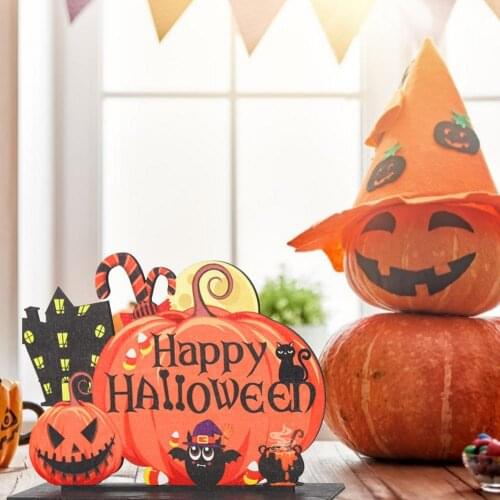 Happy Halloween Table Decorations Pumpkin Boo Wooden Sign Candy Day For Halloween Party Dinner Coffee Table Topper Tier Tray