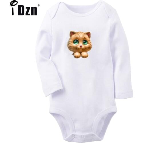 Baby Boys Baby Girls Spring Cute Kitten Bodysuit Newborn Lovey Cats Autumn Clothing Cartoon Animal Rompers Long Sleeves Jumpsuit