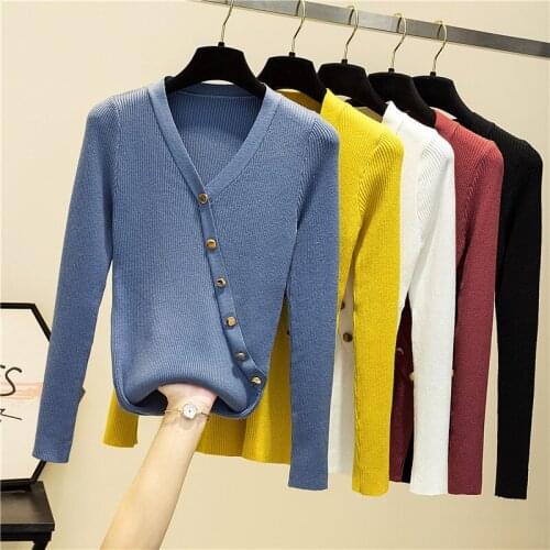 2021 Spring New V-neck Knitted Bottomed Top For Womens Slim And Fashionable Fit With Pullover