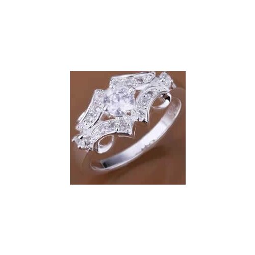 Womens silver plated rings engagement wedding Bridal jewelry R146 , inlaid stone belt Ring wedding rings anelli d