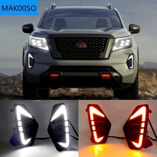 1Pair Car light For Nissan Navara NP300 2020 2021 LED Daytime Running Light DRL with yellow signal
