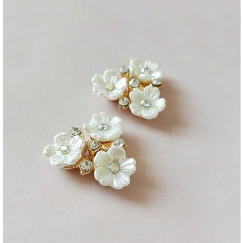 10 PCS 17mm Metal Alloy White Flowers Inlay Crystal Flowers Charm DIY Accessories For Jewelry Making