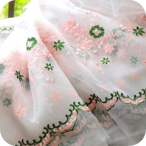 130*100cm organza flower embroidery lace fabric embroidery Wedding Dress Tulle Skirt Material fabrics for patchwork