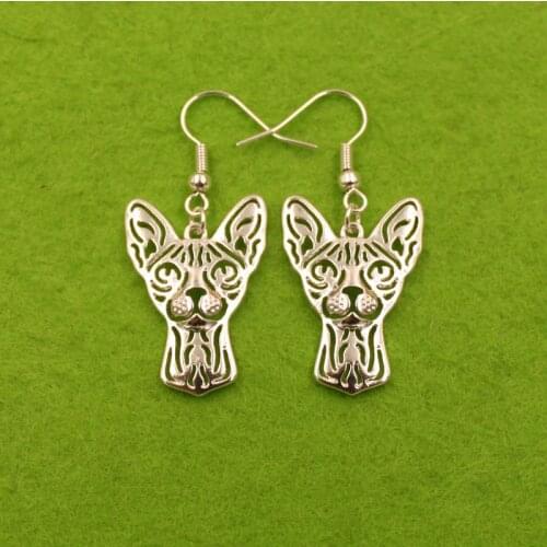 2021 Sphynx Cat Cute Animal Pendant Drop Earrings Golden Kawaii Summer Modern Jewelry For Women Girls Woman Ladies