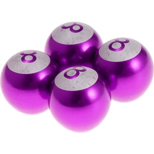 4PCS Purple Wheel Tyre Tire Valve Stems Air Dust Cover Caps for Car Truck Bike 8 Ball Type