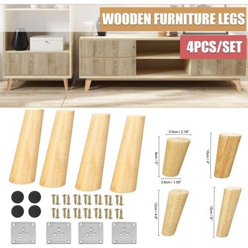 4pcs/lot Solid Wooden Oblique Angle Sofa Legs Feet Coffee Table Furniture Legs With Anti-skid Pad Iron Plate for Cabinets Tables