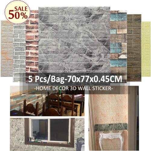 5pcs Marble Wall Sticker 3D Brick Wall Sticker Thicken 4.5mm SelfAdhesive Waterproof Wall Decor Sticker for Home Bedroom TV Wall