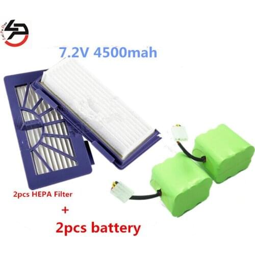 LPD 2pcs 4500mAh 7.2v vacuum Cleaner Battery for Neato XV-11 XV-12 XV-14 XV-15 XV-21Cleaner High quality Battery+HEPA Filter