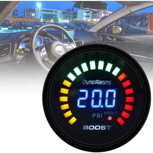 Car Meter 20 LED Scale High Accuracy 52mm Car Digital Turbo Boost Meter for All 12V Cars