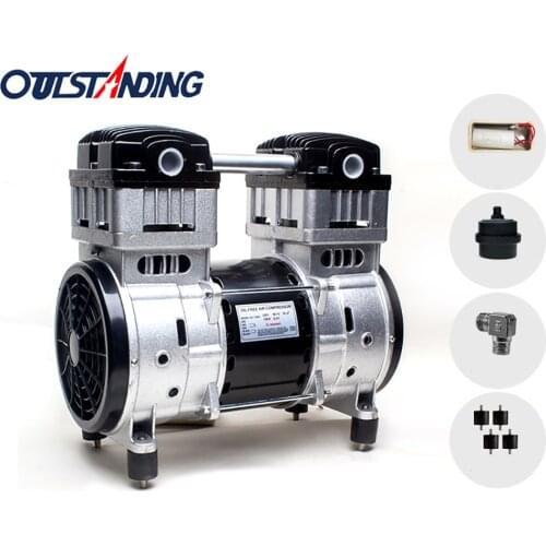 220V 1100W Copper Wire Oil-Free Silent Air Pump Air Compressor Head Small Air Pump Head Motor With 2xSilencer 1380RPM 100L/MIN