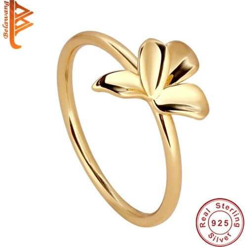 Daffodil Flower Real 925 Sterling Silver Ring With 18K Gold Plated Delicate 2021 High Quality Wedding Ring For Women Gift