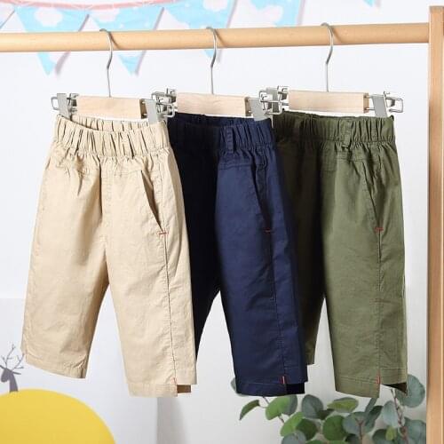 Big Kids Boys Pants Cotton Summer 2021 Thin Outer Wear Childrens Knee Length Mid-pants Casual Harem Pant Woven Wash Water Pants