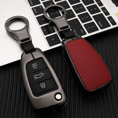 Zinc alloy Leather Car Key Cover Case For Audi C6 A7 A8 R8 A1 A3 A6L A4L Q5 A3 A4 B6 B7 B8 B9 Q7 TT TTS 8S Accessories Keychain