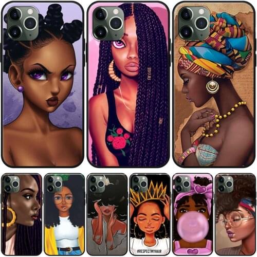 Afro Girls Black Women Art Case FOR iPhone XR XS Max X Coque For iPhone 11 Pro Max Case For iPhone 7 8 6 6S Plus 5 5S SE Fundas