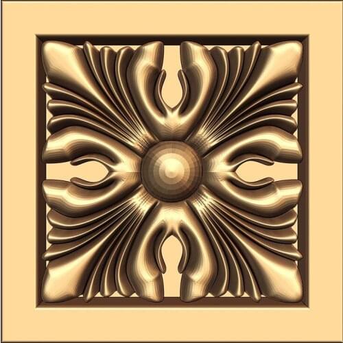 Decorative flower block 3d STL model for CNC Router Engraver Machine Relief Artcam Furniture Decor Decoration
