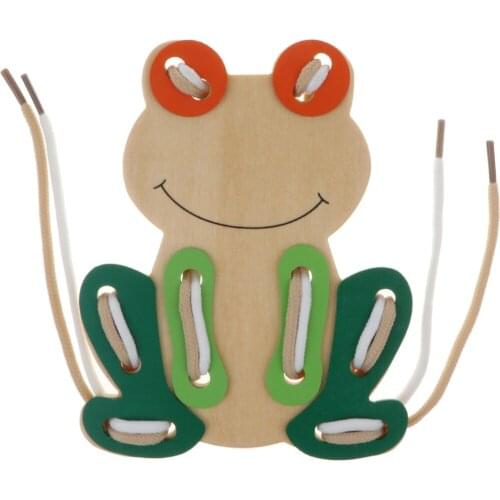 Wooden Threading Board Kids Lacing Toy Educational Sensory Activity Laces Game