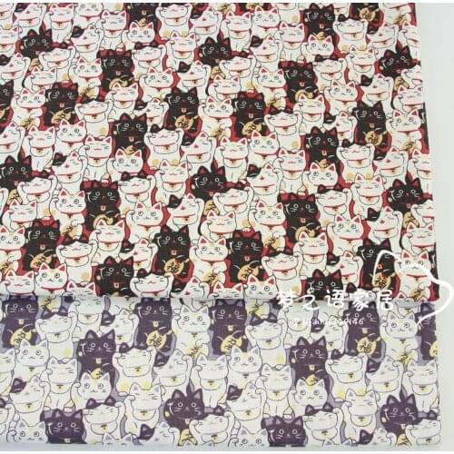 Printed Fortune Cat 100% Cotton Fabric For Kid,DIY Bedding Textile Fabric,Sewing Quilting Fat Quarters Material For Baby&child