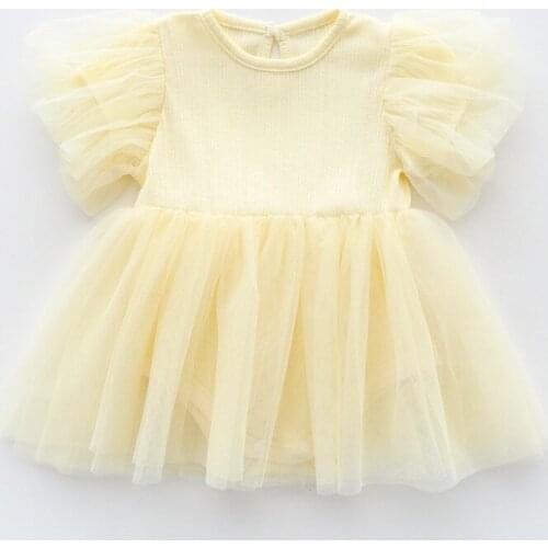 Children romper baby girls full moon dress newborn banquet princess skirt infant dress short sleeve lace Gauze summer clothes