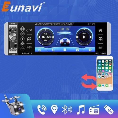 Eunavi MP5 1Din Player Touch Radio Bidirectional Interconnection RDS AM FM 4-USB 5.1" Universal Support Mirrorlink Bluetooth