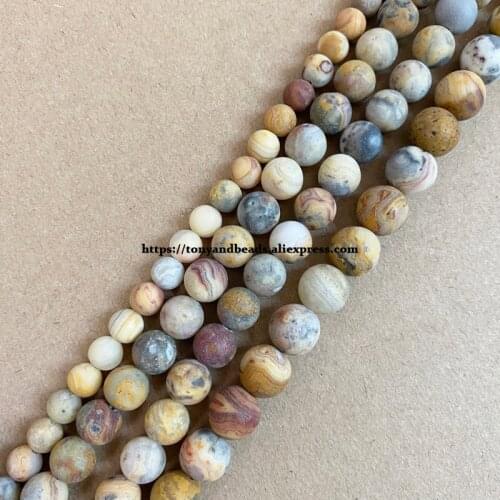 Natural Stone Matte Crazy Agate Round Loose Beads 15" Strand 4 6 8 10 12MM Pick Size For Jewelry Making DIY