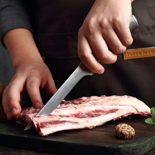 Damascus Grain Boning Knife Kitchen Knife Laser Pattern Butcher Knife Stainless Steel Deboning Knife Bone Fish Chef Knife