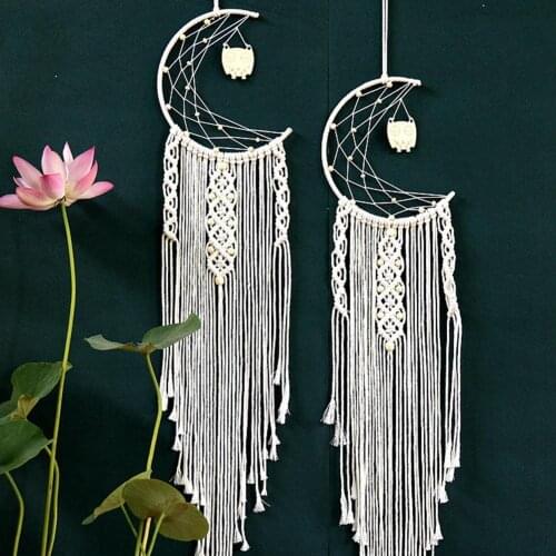 Handmade Moon Macrame Wall Hanging Home Decor Macrame Dream Catcher Tapestry Wall Kid Room Decoration Home Wedding Ornament Gift