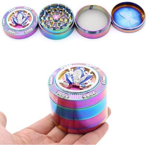 Colorful Frog Tobacco Grinder Weed Grinder Metal 4 Layers Zinc Alloy Dry Herb Pepper Spice Mill Grinder Smoke Accessories