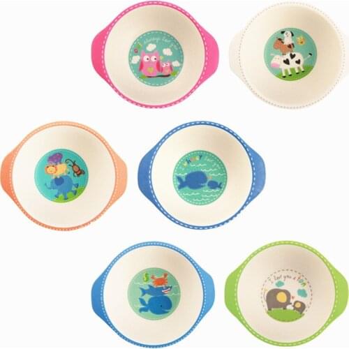 Baby Feeding Bowl Cute Shape Bamboo Fiber Bowl Food Grade Slip-resistant Tableware Plastic Cartoon Waterproof Baby Training Bowl