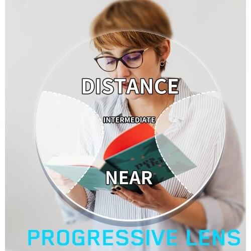 Multifocal Progressive Prescription Lens CR-39 Glasses 1.56 1.61 1.67 Optical Myopia Hyperopia Resistance Near Middle Far Lens