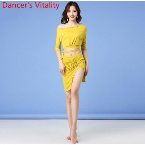 New Women Belly Dance Practice Clothes Modal Bandage Top Short Skirt Set Oriental Indian Dancing Beginners Stage Training Outfit