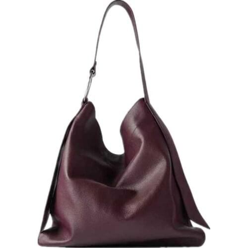 2020 New PU Leather Shoulder Bag Famale Fashion Soft Large Capacity Women Solid Color Bag