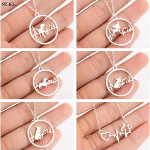 New Fashion Pet Dog Footprints Paw Necklace Bulldog Chihuahua Dachshunds Bull Terrier Animal Necklaces Ecg Pendants For Women