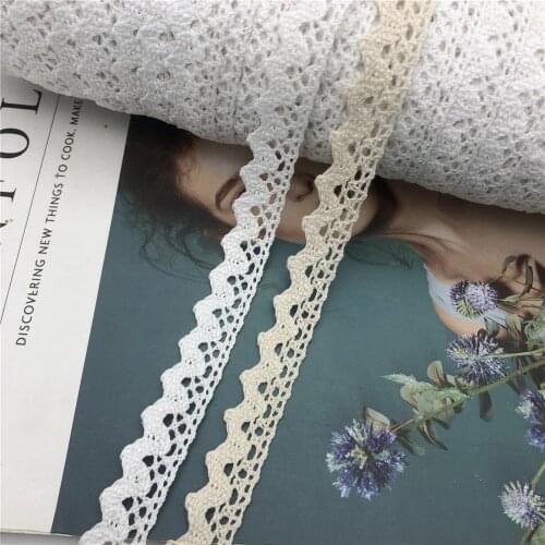 Wholesale 400yards White and beige Cotton Lace Crochet Ribbon lace width 15mm Lace Trim Edging Wedding