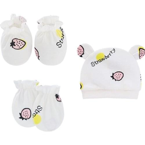 3Pcs/Sets Newborn Baby Gloves Cotton Anti Scratching Face Prevent Bite Soft Cap Warmer Infant Boys Girls Hat Glove Baby Socks