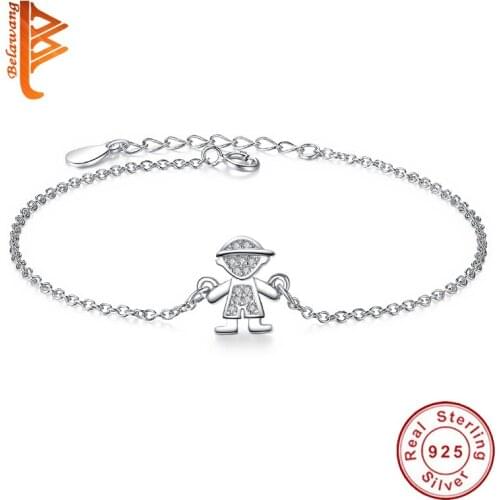Lovely 925 Sterling Silver Boy Charms Bracelet Link Chain Bracelet for Men&Boy Jewelry Birthday Gifts