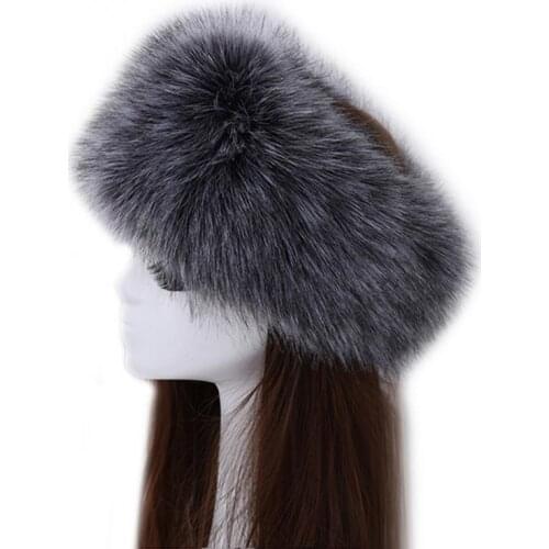 Winter Thick Fox Hair Circle Russian Hat Fluffy Headband Female Fur Headband Furry Headband Wide Headdress Ski Hat Accessories