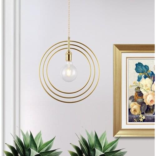 Modern Bedroom Lamp Art Restaurant Chandelier Ring Brass Pendant Lamp Staircase Entrance Bar Hotel Room Light luminaria pendente