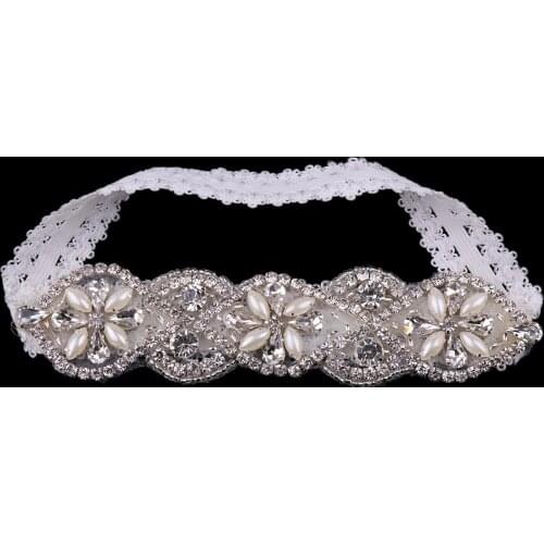 Prettyia Wedding Dress Lace Beads Pearls Rhinestone Flower Applique Bridal Garter with artificial pearls and beads